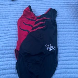 Red and black GK leotard gymnastics